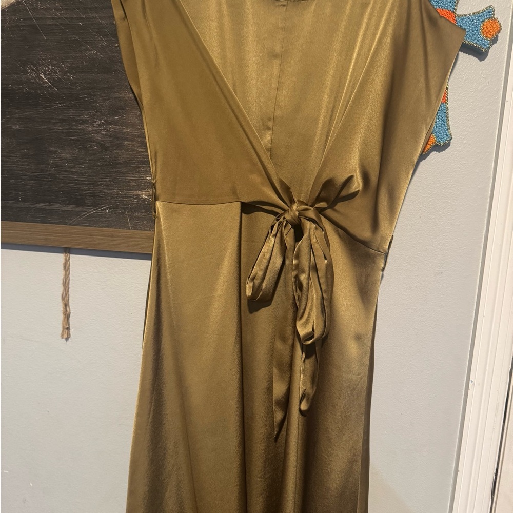 Elegant Gold Wrap Dress
